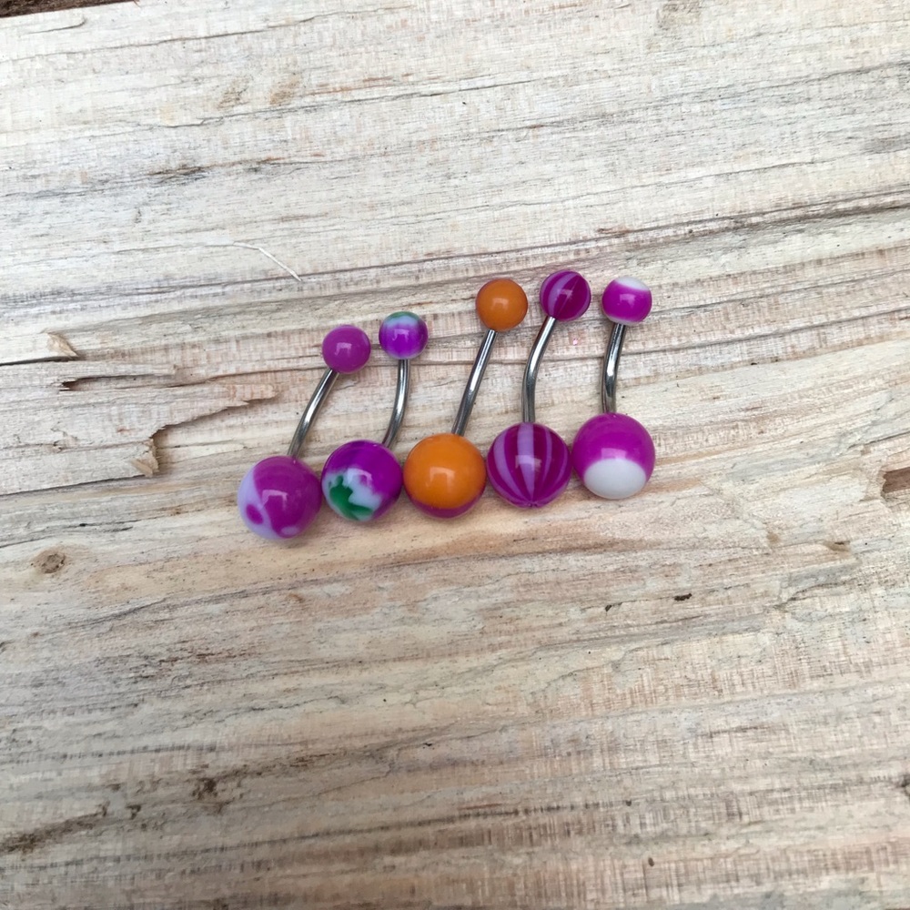 5 Multi-Color Belly Button Rings - Picture 2 of 2